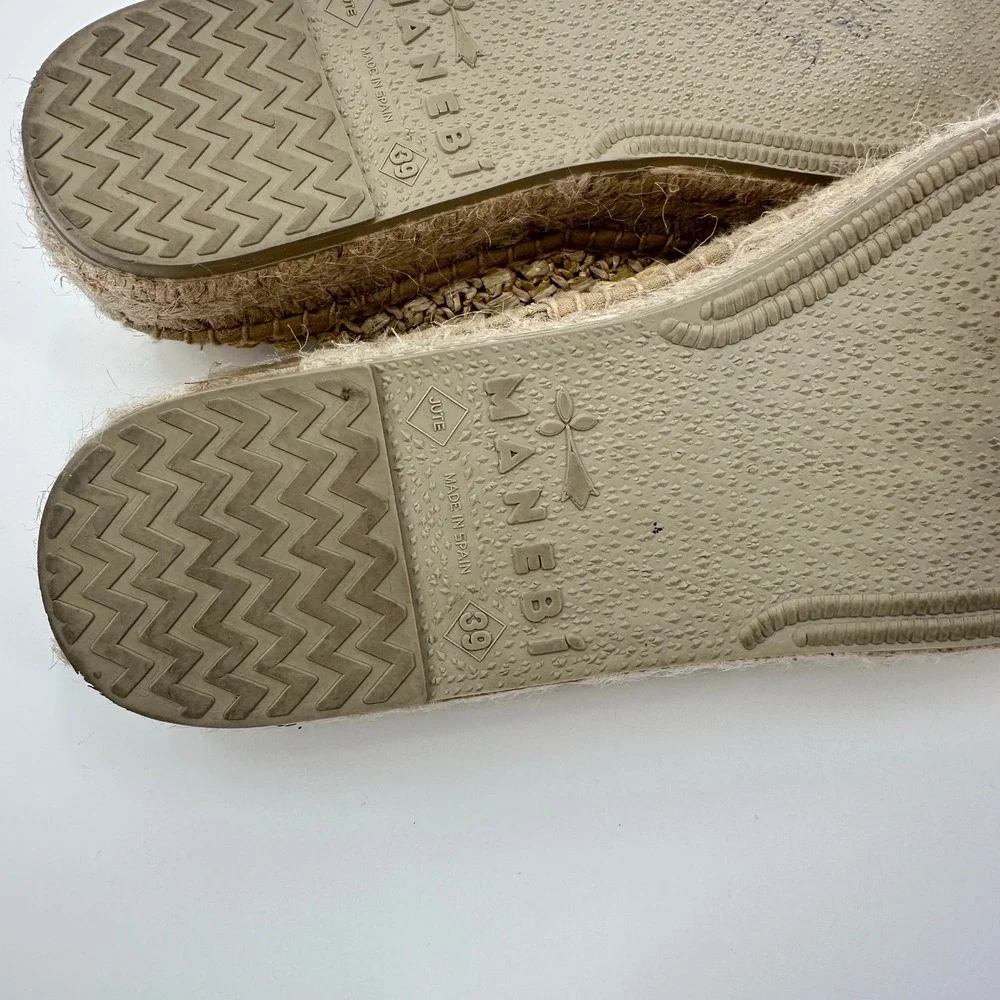 Manebi Natural Raffia Double Sole‎ Platform Espadrille Loafers Beige 39 / US 8